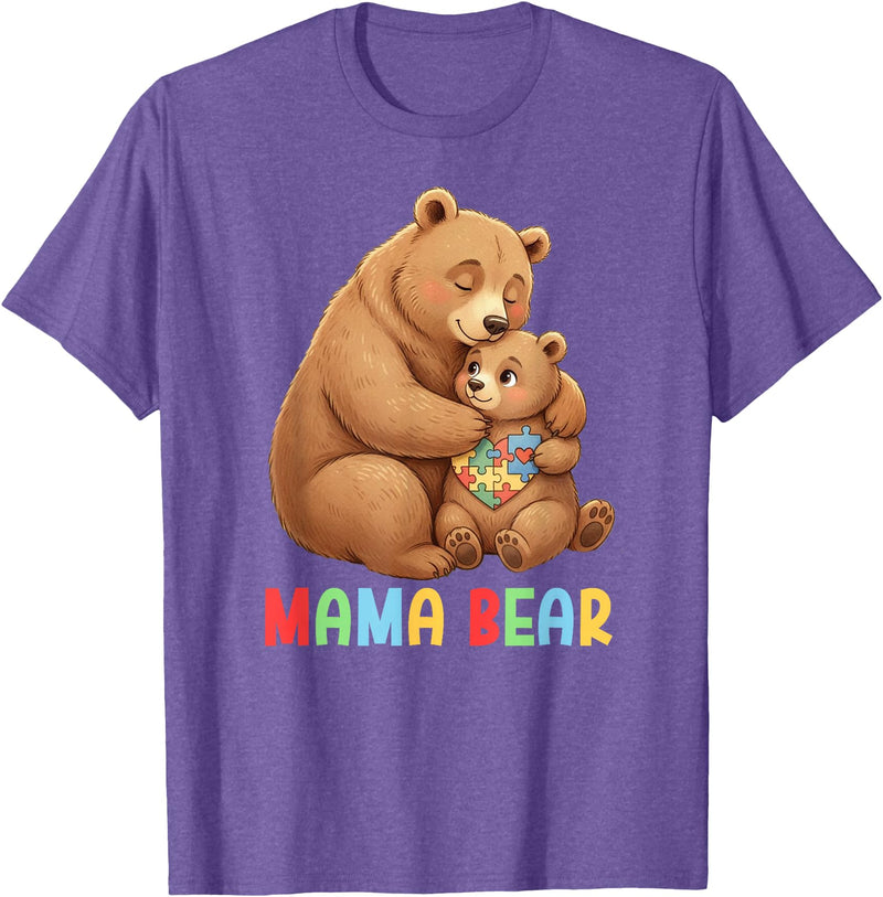 Autism Awareness Month For Autism Warrior Mother Mama Bear Proud Autism Mom Autism Awareness for Mom T-Shirt - Purple Heather