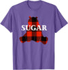 Buffalo Plaid Bear Designs Sugar Nickname Bear Buffalo Plaid Design T-Shirt - Purple Heather