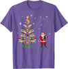 Fishermans Christmas Pajama Gift Tree Lights Merry Fishmas T-Shirt - Purple Heather
