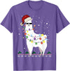 Christmas Llama Santa Hat Ugly Xmas Tee Christmas Llama Santa Hat Ugly Xmas Tree Alpaca Gift T-Shirt - Purple Heather