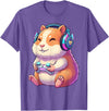 Funny Cute Hamster Gamer Adorable Video Game Animal Design T-Shirt - Purple Heather