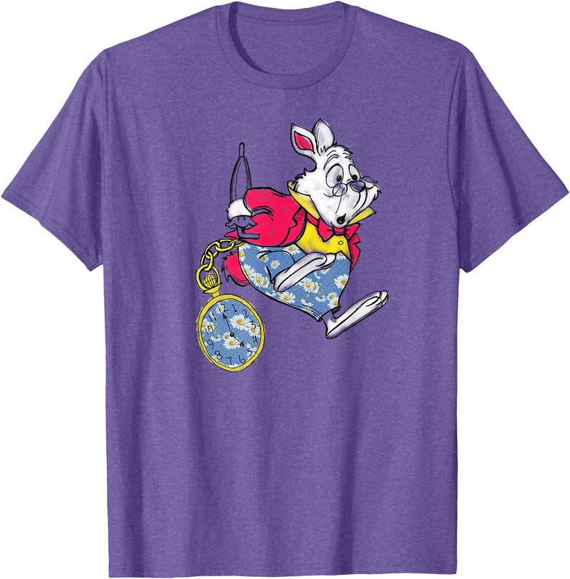 Alice in Wonderland - Late White Rabbit T-Shirt in Purple Heather