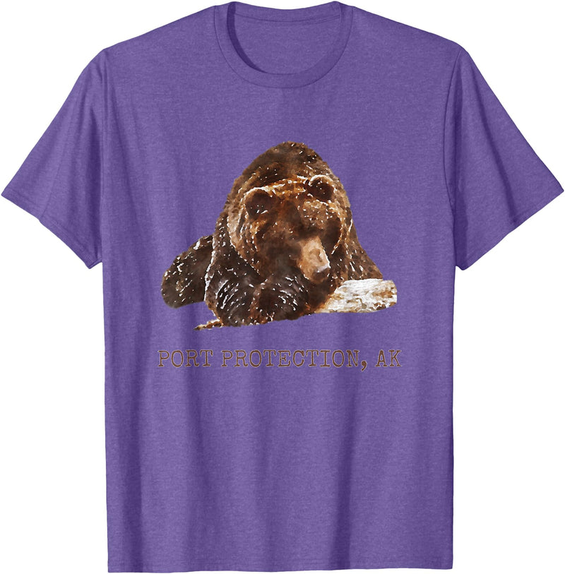 Port Protection Alaska Wild Grizzly Bear Nature Port Protection Brown Grizzly Bear In Snow Alaska Pacific NW T-Shirt - Purple Heather