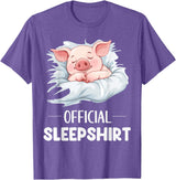 Cute Sleeping Pig Nightgown Sleepwear Pajama Official Sleepshirt Cute Sleeping Pig Animal Lovers Pajama T-Shirt - Purple Heather