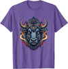 Wild Buffalo Bison Tribal Western Spirit Fierce Wild Bison Head Tribal Geometric Buffalo T-Shirt - Purple Heather