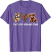 Highland Cow shirts for Girls Women Kids Peace Love Highland Cows Funny Beef Farmer Farm Cow Lover T-Shirt - Purple Heather