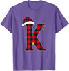 Awesome Letter K Initial Name Buffalo Plaid Christmas Pajama T-Shirt - Purple Heather