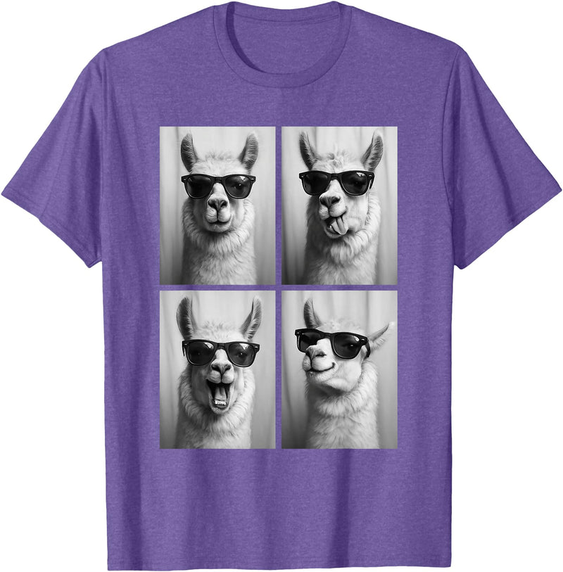 Funny Animal Selfie Booth Tee Cool Llamas Sunglasses Jungle Animal Meme Selfie Booth T-Shirt - Purple Heather