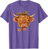 Highland Cow Lover Western Cowgirl Cowboy Farmer Cute Highland Cow Leopard Bow Bandana Western Cowboy Cowgirl T-Shirt -