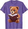 Funny Teddy Bear reading a book: Graphic for bear lovers T-Shirt - Purple Heather
