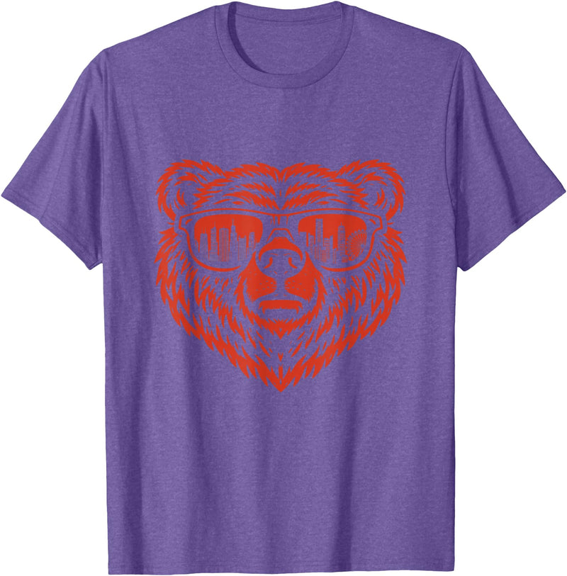 Bear Lover Merch Bear Sunglasses - Bear Lover T-Shirt - Purple Heather