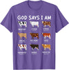 God Says I Am Christian Bible Verse Apparel God Says I Am Cute Heifer Cow Bible Verse Christian T-Shirt - Purple Heather