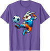 Happy Easter Bunny Soccer Player Lover Sport Rabbit T-Shirt in Purple Heather