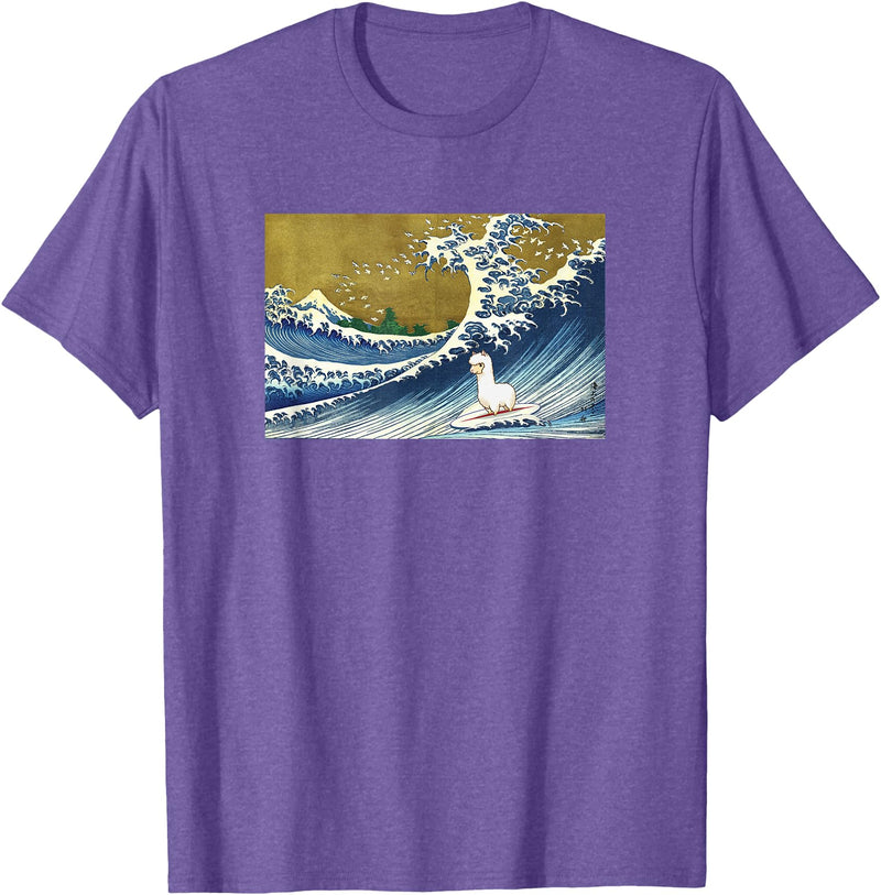 Llama Girls Alpaca Mom Gifts T Shirts & Hoodies Funny Kids Womens Retro Vintage Surfing a Wave Llama Lover T-Shirt - Purple Heather