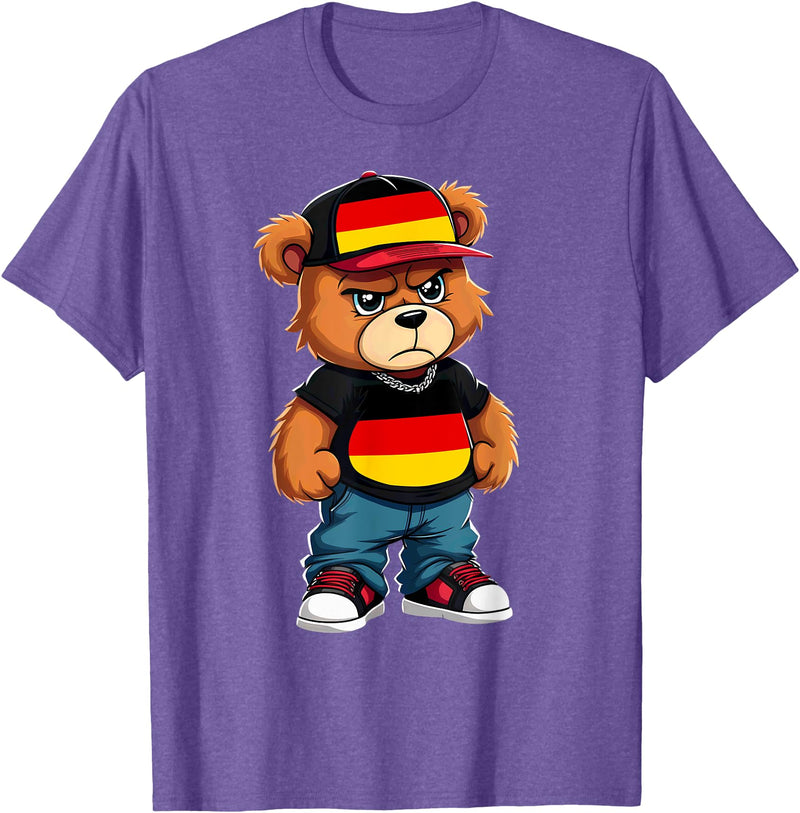 German Teddy Bear Breakdance Rapper German Flag Teddy Bear Germany Hip Hop T-Shirt - Purple Heather