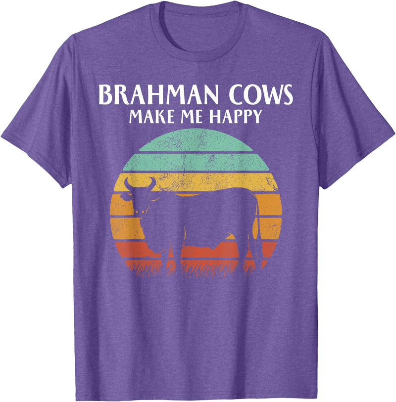 brahman cows make me happy T-Shirt - Purple Heather