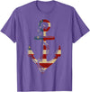 Buffalo Anchor Tees Company American Flag Anchor Shirt Patriotic Military July Navy USA T-Shirt - Purple Heather