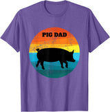Cute Pot Belly Bellied Pig Owner Farmer PIG Lover Pot Belly PIG DAD Vintage Retro Men Women Kids Teen Tee Gift T-Shirt - Purple Heather