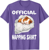 Official Sleep Pajamas Nightgown Sleepwear Co. Guinea Pig Official Napping shirt Pajamas Nightgown T-Shirt - Purple Heather