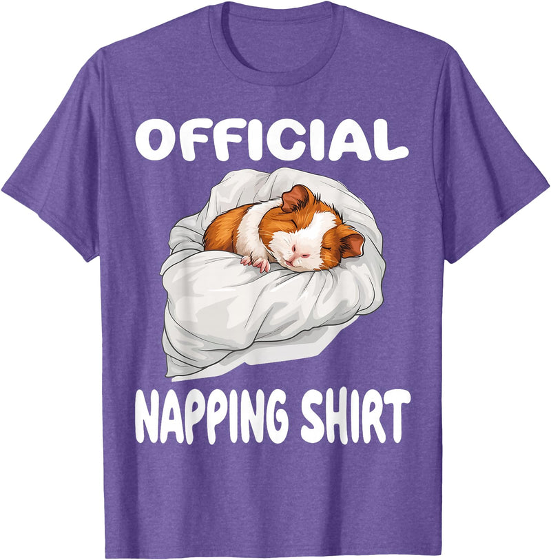 Official Sleep Pajamas Nightgown Sleepwear Co. Guinea Pig Official Napping shirt Pajamas Nightgown T-Shirt - Purple Heather