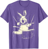 Cute Rabbit Playing Drums Funny Music Animal Drummer Graphic T-Shirt in Purple Heather