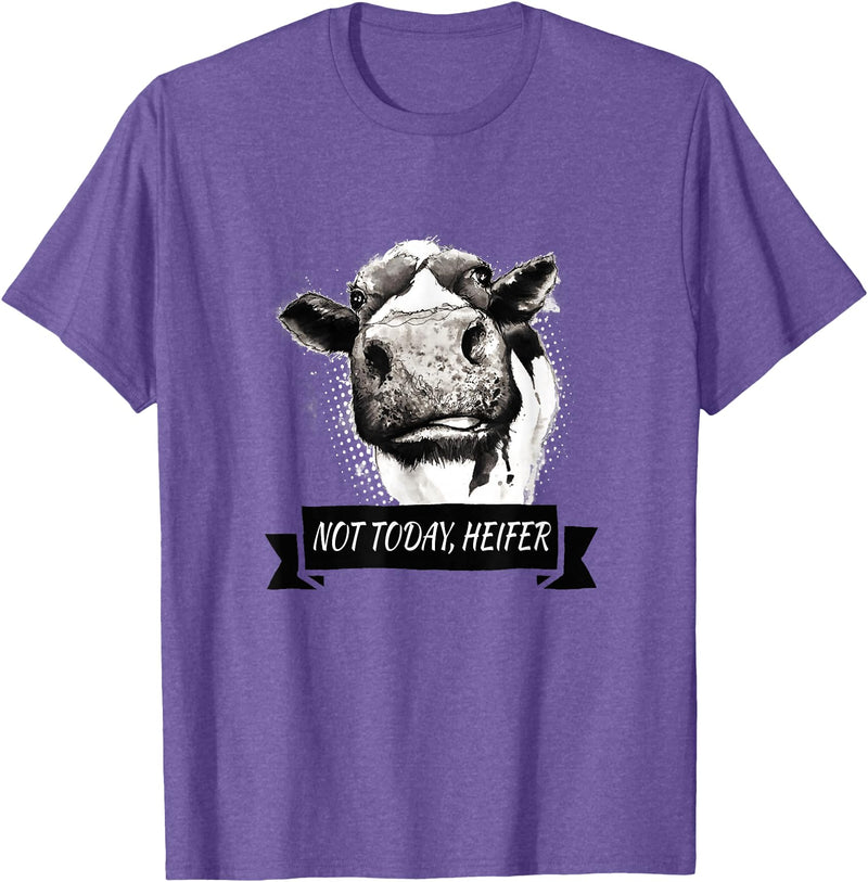 Not Today Heifer Funny Cattle Apparel Not Today, Heifer Funny Holstein Cow T-Shirt - Purple Heather