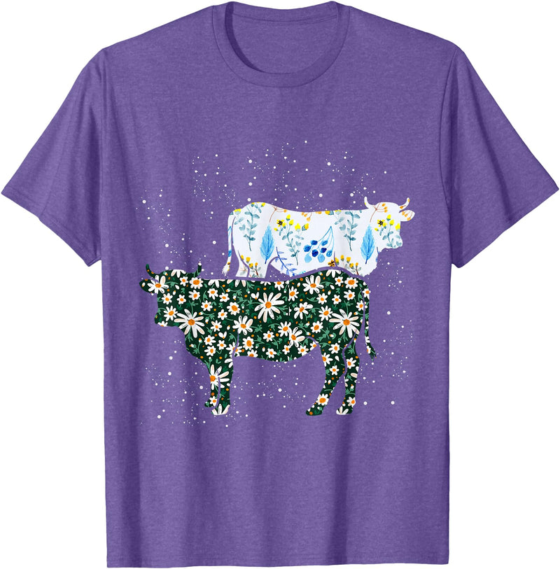 Vintage Animals Designs Vintage Cow T-Shirt - Purple Heather