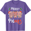 Discover Christmas Pun Animals Here Merry Pigmas Pun Pig Christmas T-Shirt - Purple Heather