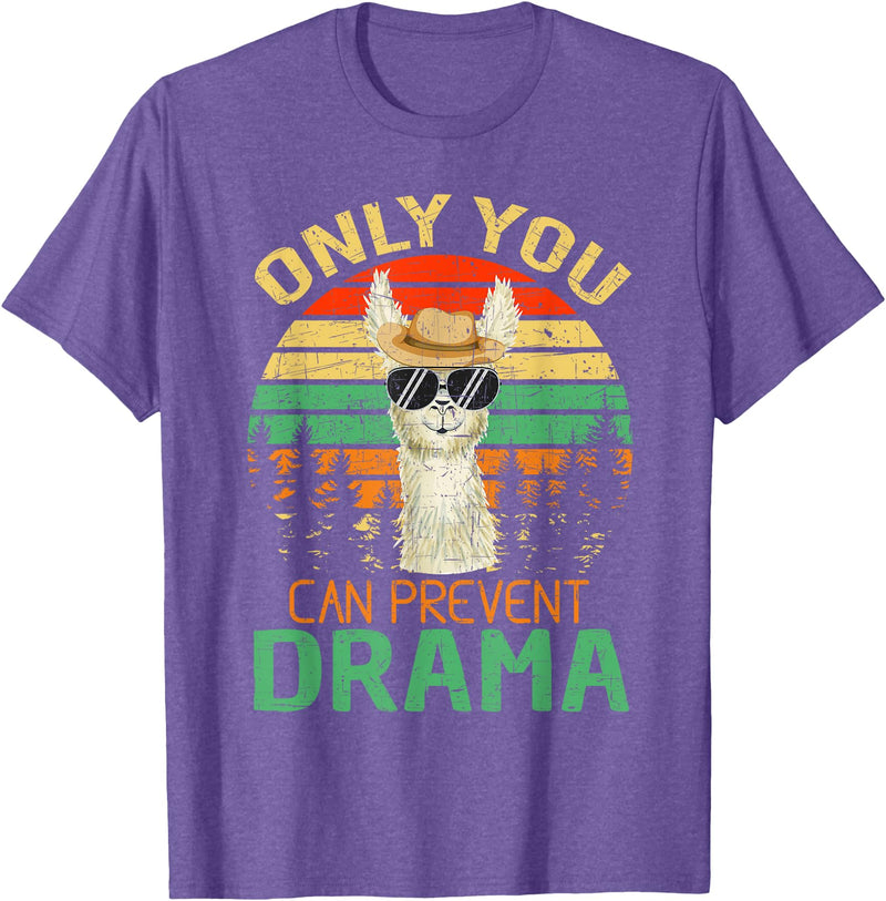 Only You Can Prevent Drama Camping Llama Gift Tee Only You Can Prevent Drama Lama Camping T-Shirt - Purple Heather