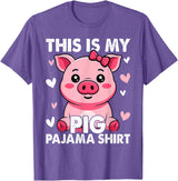 Pig Lover Gift Co. My Pig Pajama Women Pig Pjs Cute Pig Stuff Farmer Girl T-Shirt - Purple Heather
