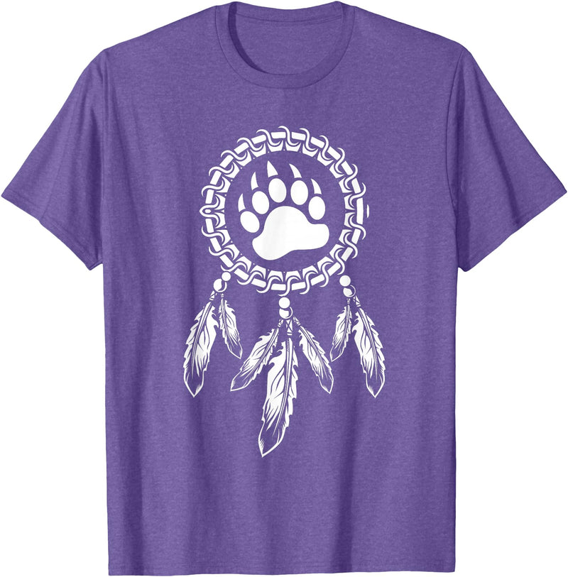 Indigenous Native American For Men Traditional Dreamcatcher Women Bear Native American T-Shirt - Purple Heather