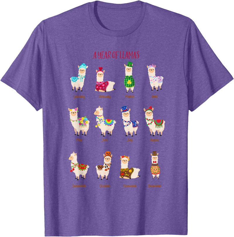 Funny Llamas A Year Of Llamas Funny Llama Alpaca T-Shirt - Purple Heather