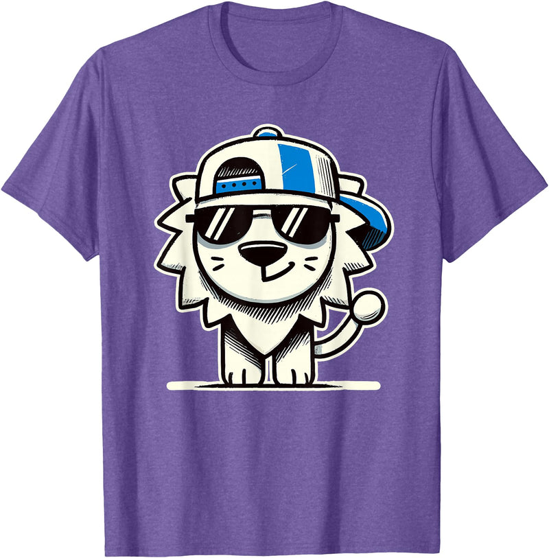 Nerrrdy Lion Hipster Men Women Kids Boys Girls Funny Lion T-Shirt - Purple Heather