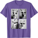 Funny Animal Photography Clothing Co. Funny Llamas with Sunglasses Cool Llama Animals Photo Booth T-Shirt - Purple Heather