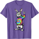 Cute Easter Bunny Rock Rabbit Sunglasses Happy Easter T-Shirt in Purple Heather