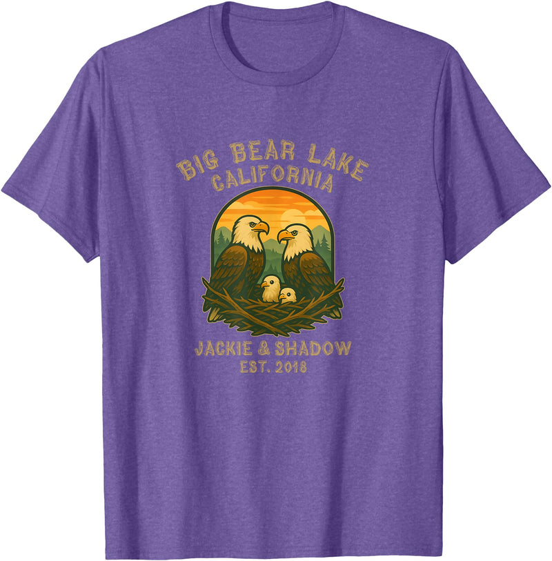 Big Bear Lake Eagles California Big Bear Lake California Eagles Jackie and Shadow T-Shirt - Purple Heather