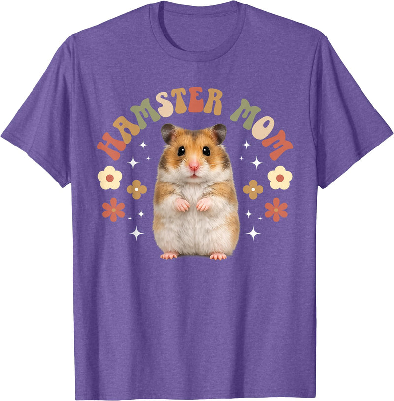 Hamster Mom Groovy Hamster Mama Hamster Owner Hamster Lover T-Shirt - Purple Heather