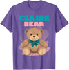 TheNiftyStitches CLAIRE Bear T-Shirt - Women's Black Cartoon Bear T-Shirt - Small - Short Sleeve - Classic Fit - All Seasons - Purple Heather