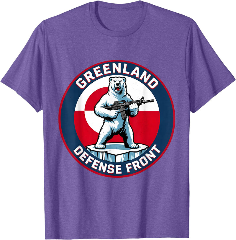 Greenland Lover Stuff Greenland Defense Front Polar Bear Greenland is not for Sale T-Shirt - Purple Heather