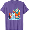 Cute Winter Penguin Polar Bear Humor Funny Penguin Teaching Polar Bear Winter T-Shirt - Purple Heather