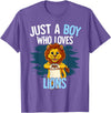 Lion Lover Gift Just A Boy Who Loves Lions Lion T-Shirt - Purple Heather