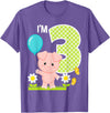 Cute Piglets Pig Barn Farm Birthday Party Supplies Pig 3rd Birthday Toddler 3 Year Old Birthday Boy Piglet Bday T-Shirt - Purple Heather