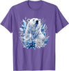 Arctic Polar Bear Crystal Flowers Nature Majestic Arctic Polar Bear with Ice Flowers Fantasy T-Shirt - Purple Heather