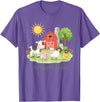 Little Barnyard Farm Apparel For Toddler & Kids Barnyard Buddies Cute Cow Sheep Pig Hen On The Farm Barnyard T-Shirt - Purple Heather