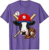 Wowsome! Cow Baseball Cow Lovers Baseball Player T-Shirt - Purple Heather