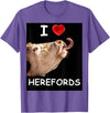 WhiteHorseDepot I Love Herefords with Cow Tongue T-Shirt - Purple Heather
