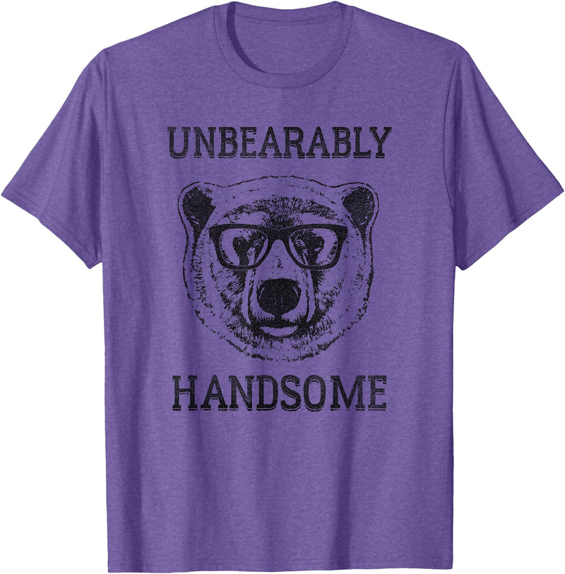 Trendy Apparel Trendy Unbearably Handsome Stunning Bear Face T-Shirt - Purple Heather
