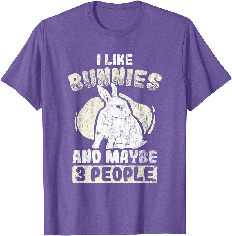 Like Rabbits and 3 People Cute Rabbit Lovers Bunny T-Shirt in Purple Heather