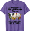 Driving My Husband Crazy One Cow By Dino Driving My Husband Crazy One Cow At A Time Funny Cow T-Shirt - Purple Heather