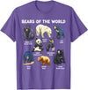 GoshWow Bears of The World Kawaii Types of Bears Wildlife Zoo Bear T-Shirt - Purple Heather